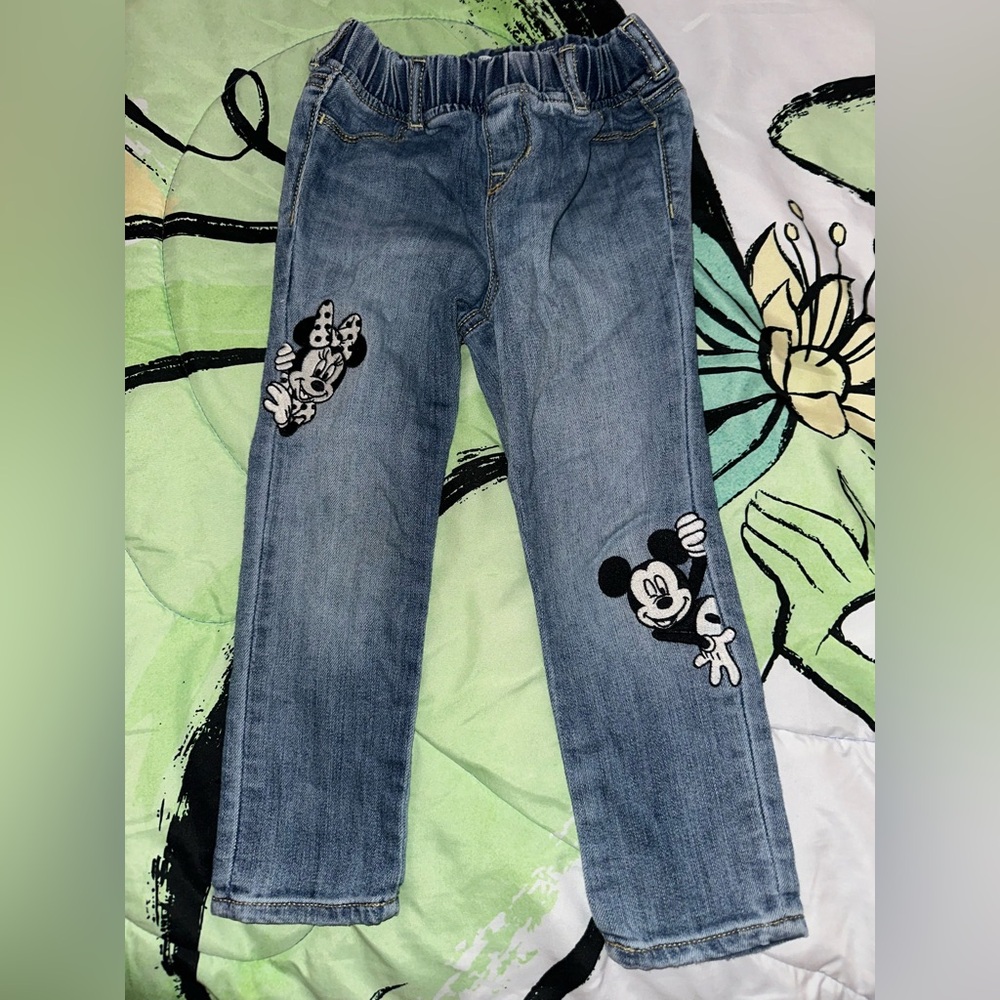Gap Disney Mickey & Minnie Mouse Toddler Girl Patch Jegging Jeans size 4T EUC